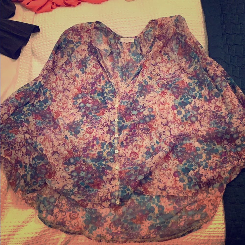ANTHROPOLOGIE floral sheer top